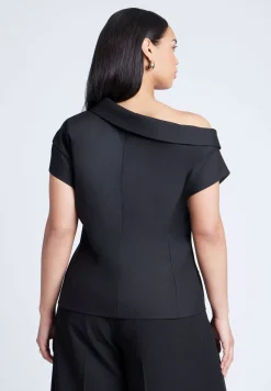 Asym Neckline Short Sleeve Blazer