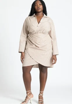 Asym Striped Shirt Dress