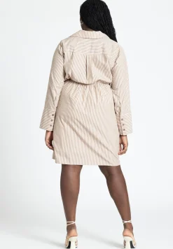 Asym Striped Shirt Dress