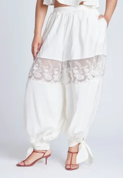 Balloon Pant With Lace And Tie Hem