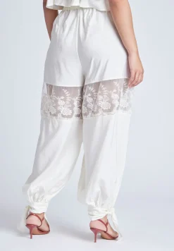 Balloon Pant With Lace And Tie Hem