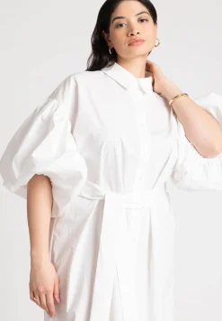 Balloon Sleeve Shirt Dress