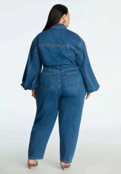 Barrel Leg Denim Jumpsuit