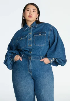 Barrel Leg Denim Jumpsuit