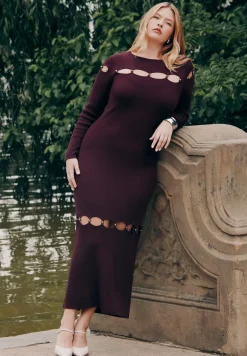 Beaded Cutout Sweater Dress