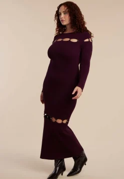 Beaded Cutout Sweater Dress