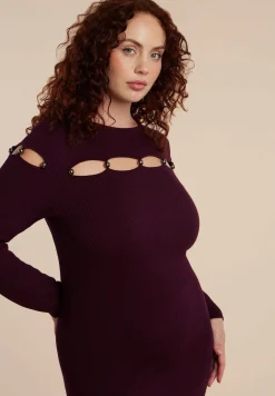 Beaded Cutout Sweater Dress