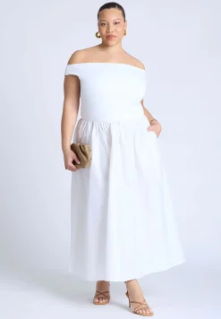 Boat Neck Mixed Fabric Dress