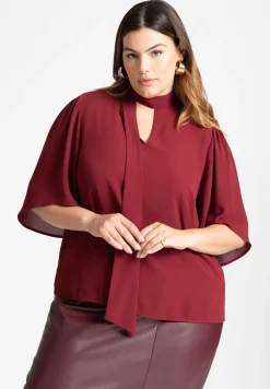 Bow Blouse with Flutter Sleeve