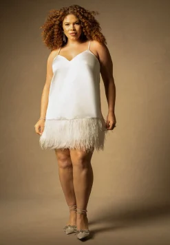 Bridal by ELOQUII Feather Hem Slip Dress