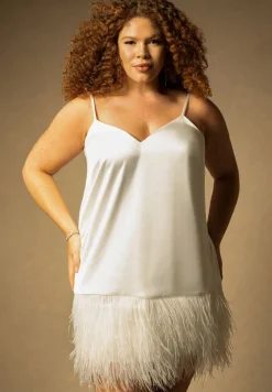 Bridal by ELOQUII Feather Hem Slip Dress