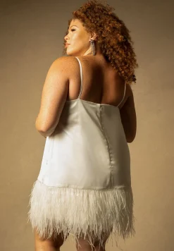 Bridal by ELOQUII Feather Hem Slip Dress