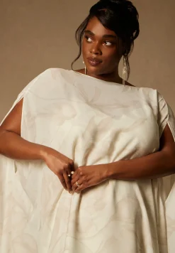Bridal by ELOQUII Mini Dress With Cape Overlay