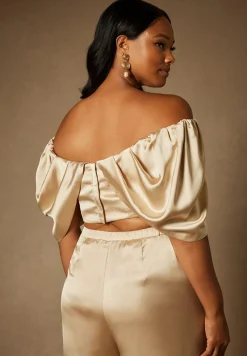 Bridal by ELOQUII Off The Shoulder Draped Bustier Top