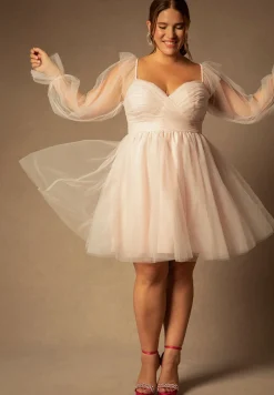 Bridal by ELOQUII Off The Shoulder Empire Mini Dress