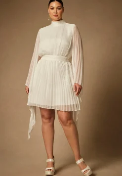 Bridal by ELOQUII Pleated Mini With Full Sleeve