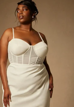 Bridal by ELOQUII Sheer Bodice Structured Dress