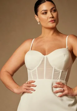 Bridal by ELOQUII Sheer Bodice Structured Dress