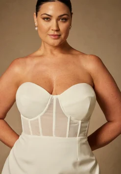 Bridal by ELOQUII Sheer Bodice Structured Dress