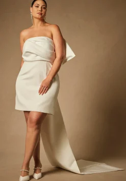 Bridal by ELOQUII Strapless Mini Dress With Draped Train