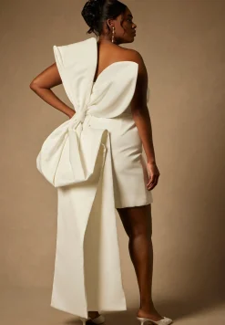 Bridal by ELOQUII Strapless Mini Dress With Draped Train