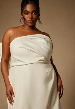Bridal by ELOQUII Strapless Mini Dress With Draped Train