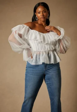 Bridal by ELOQUII Tulle Pleated Top