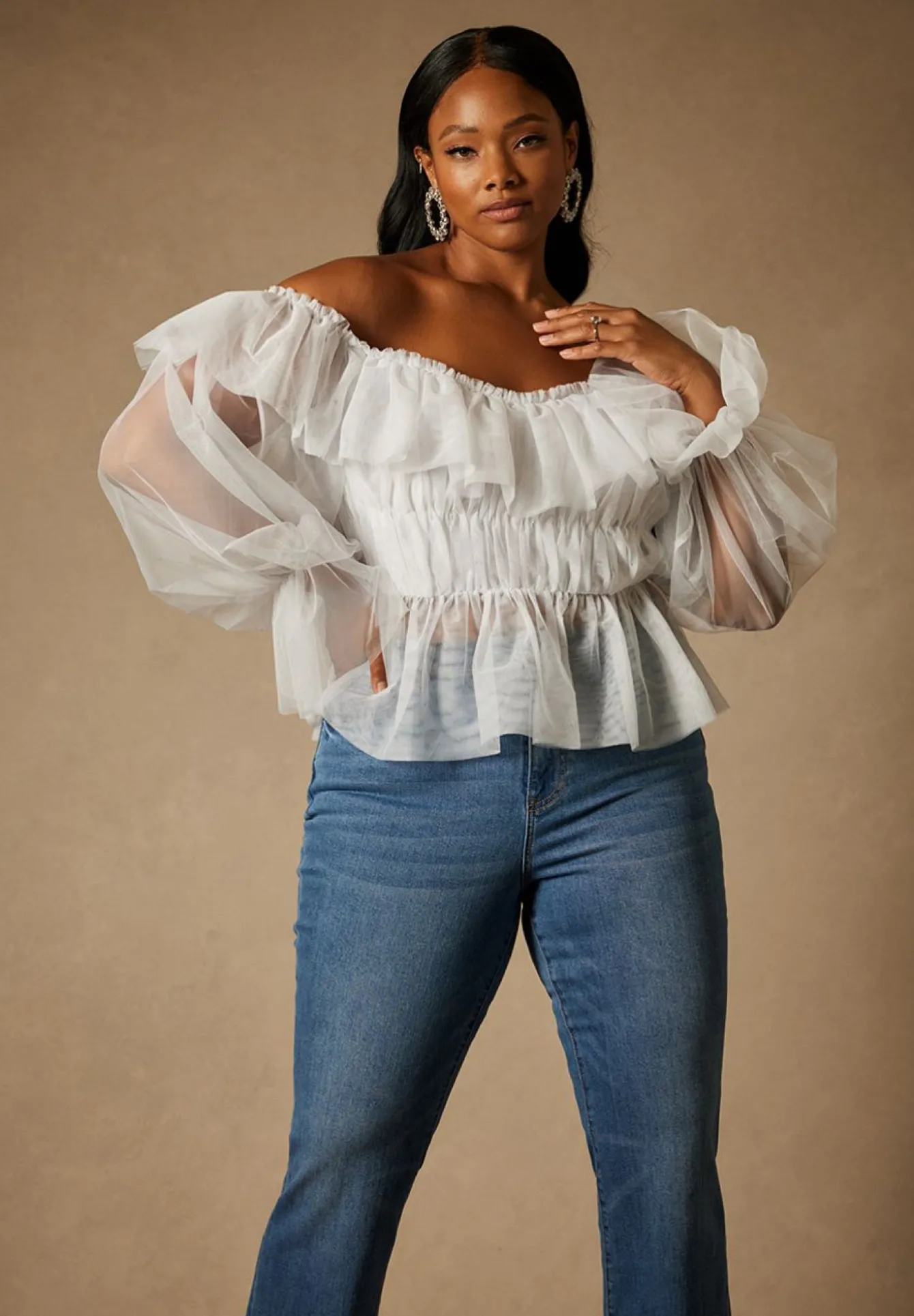 Bridal by ELOQUII Tulle Pleated Top