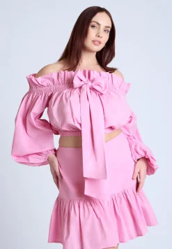 Bubble Sleeve Crop Top