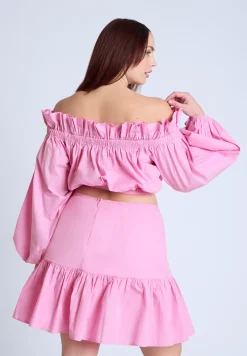 Bubble Sleeve Crop Top