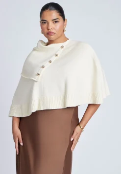 Button Detail Sweater Poncho