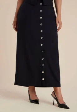 Buttoned Maxi Column Skirt