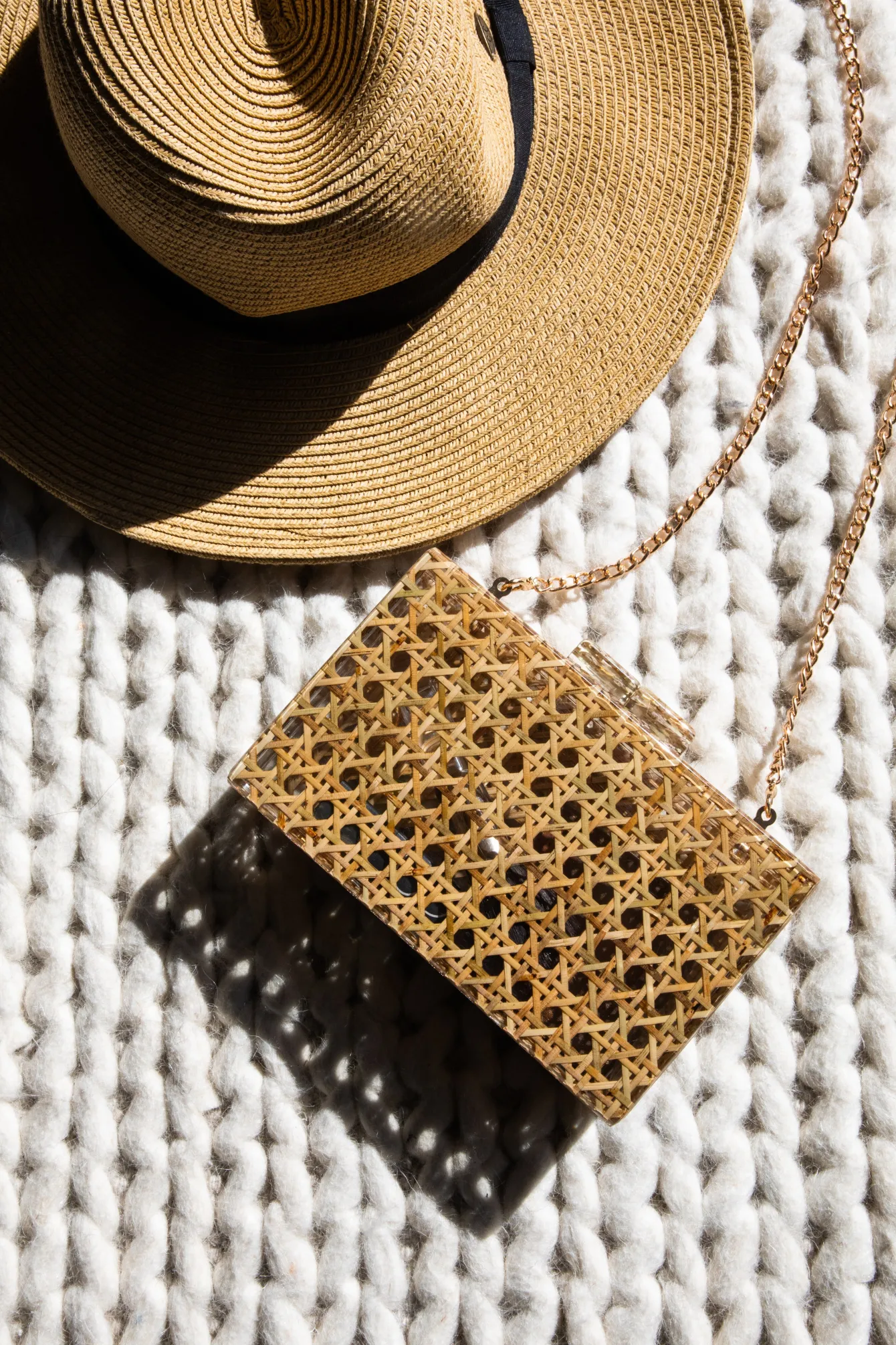 Cane Rattan Acrylic Clutch