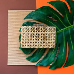 Cane Rattan Acrylic Clutch