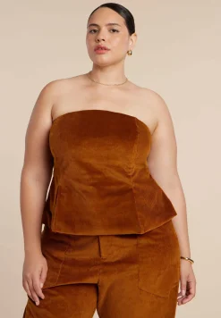 Corduroy Peplum Bustier
