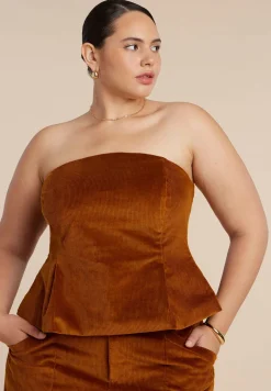 Corduroy Peplum Bustier