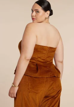 Corduroy Peplum Bustier