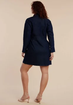 Denim Mini Dress With Rhinestone Bows