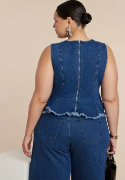 Denim Peplum Top