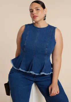 Denim Peplum Top