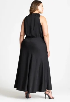 Draped Satin Maxi Dress