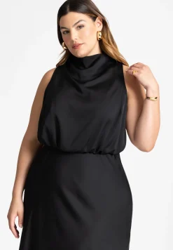 Draped Satin Maxi Dress