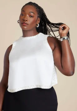 Embellished Sleeveless Boxy Shirt