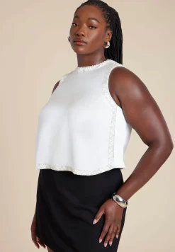 Embellished Sleeveless Boxy Shirt