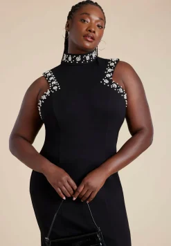 Embellished Sleeveless Knit Dress