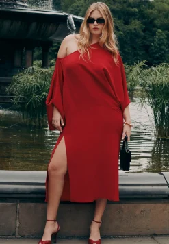 Exaggerated Sleeve Draped Maxi Dress