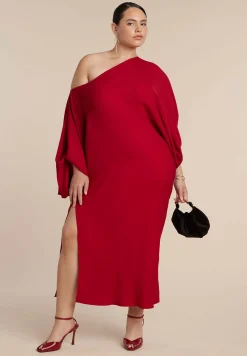 Exaggerated Sleeve Draped Maxi Dress