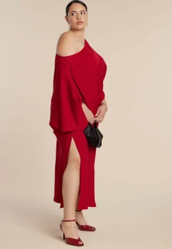 Exaggerated Sleeve Draped Maxi Dress