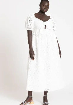 Eyelet Tie Front Maxi Dress