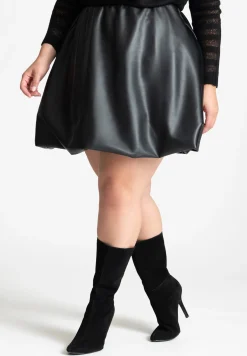Faux Leather Bubble Hem Skirt